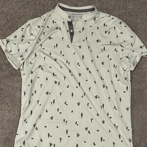 Men XXL Mantra Polo Short Sleeved Shirt USA Stretch Blade Collar Cactus Print